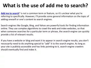 what is the use of add me to search