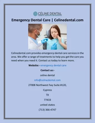 Emergency Dental Care  Celinedental