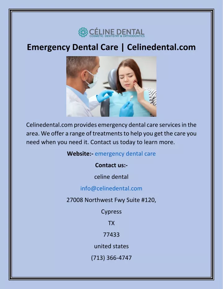 emergency dental care celinedental com