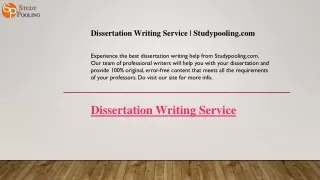 Dissertation Writing Service  Studypooling.com