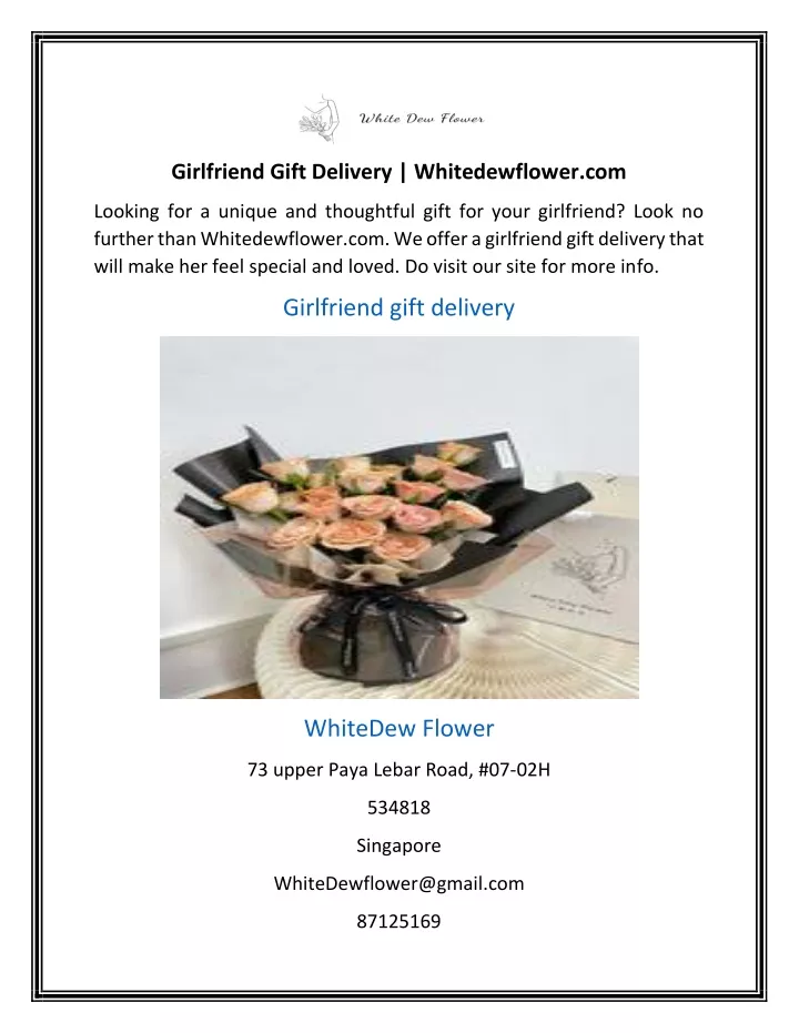 girlfriend gift delivery whitedewflower com