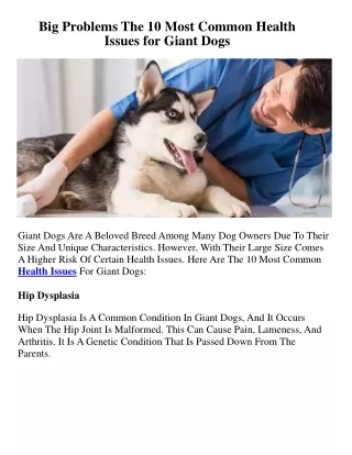 Big Problems The 10 Most Common Health Issues for Giant Dogs