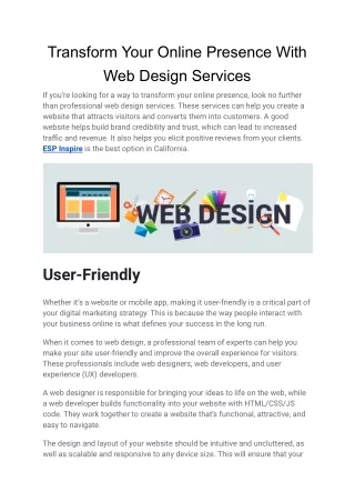 Transform Your Online Presence With Web Design Services