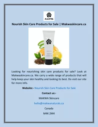 Nourish Skin Care Products for Sale  Makwaskincare.ca