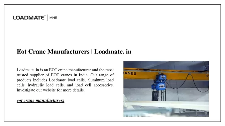 eot crane manufacturers loadmate in