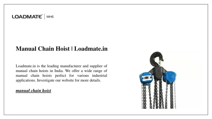 manual chain hoist loadmate in