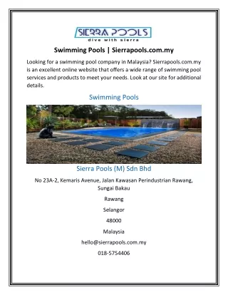 Swimming Pools | Sierrapools.com.my