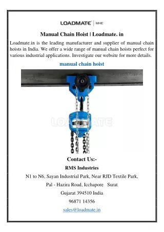 manual chain hoist loadmate in