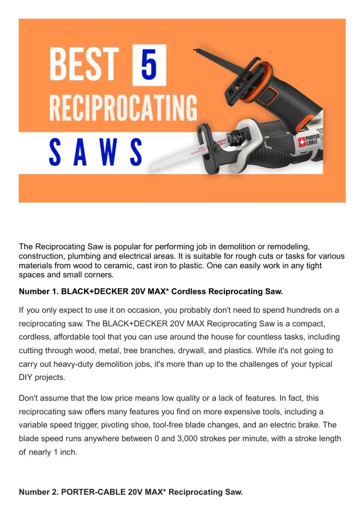 the reciprocating saw is popular for performing