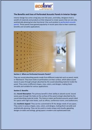 The Benefits and Uses of Perforated Acoustic Panels in Interior Design