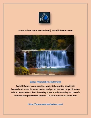 water tokenization switzerland aworldofwaters com