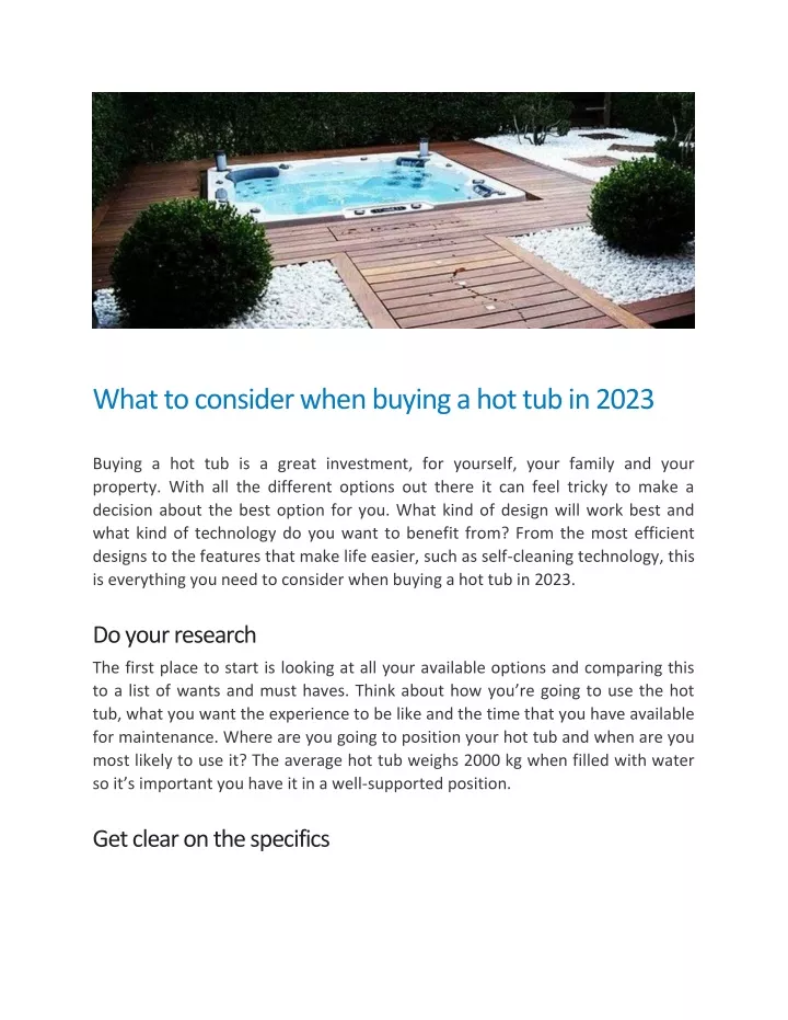 what to consider when buying a hot tub in 2023
