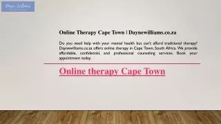 Online Therapy Cape Town Daynewilliams.co.za