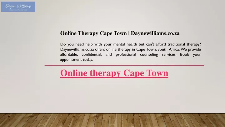 online therapy cape town daynewilliams