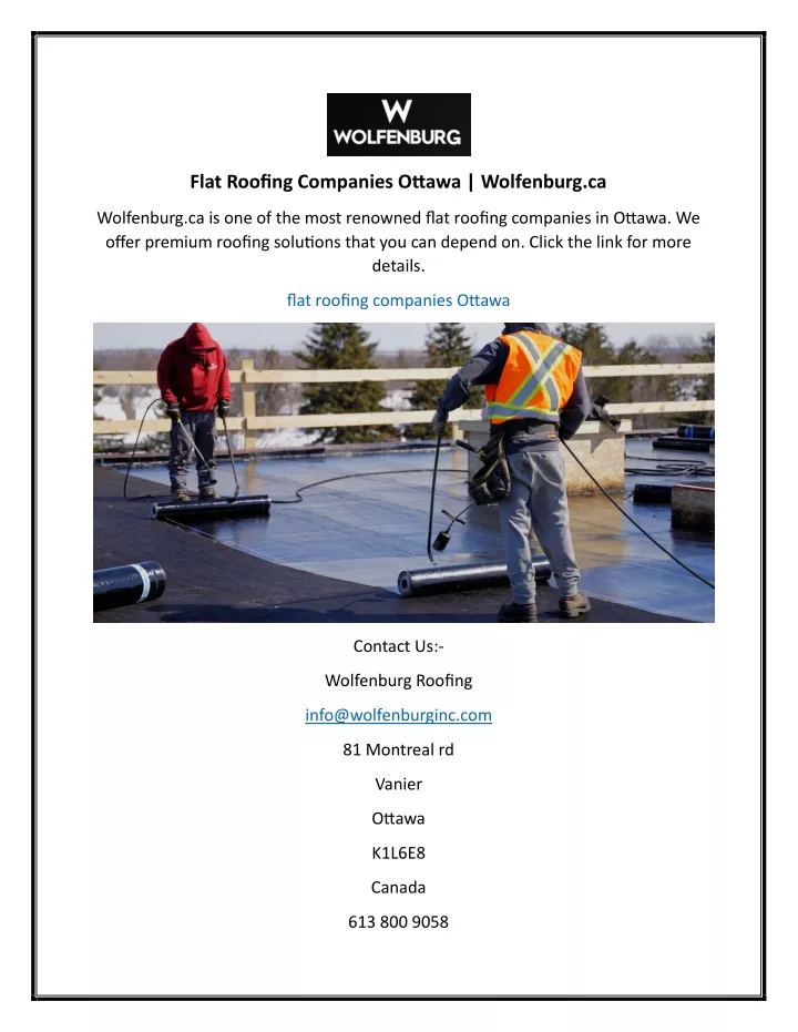 flat roofing companies ottawa wolfenburg ca