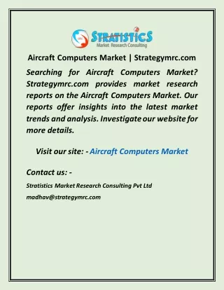 Aircraft Computers Market  Strategymrc com