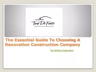 The Essential Guide To Choosing A Renovation Construction