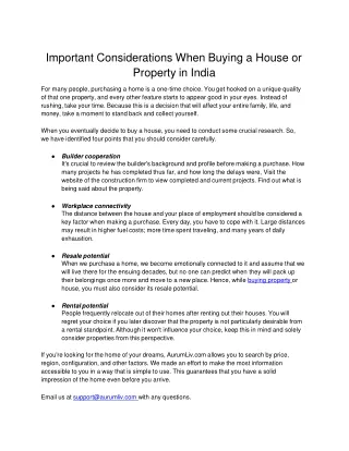 Important Considerations When Buying a House or Property in India