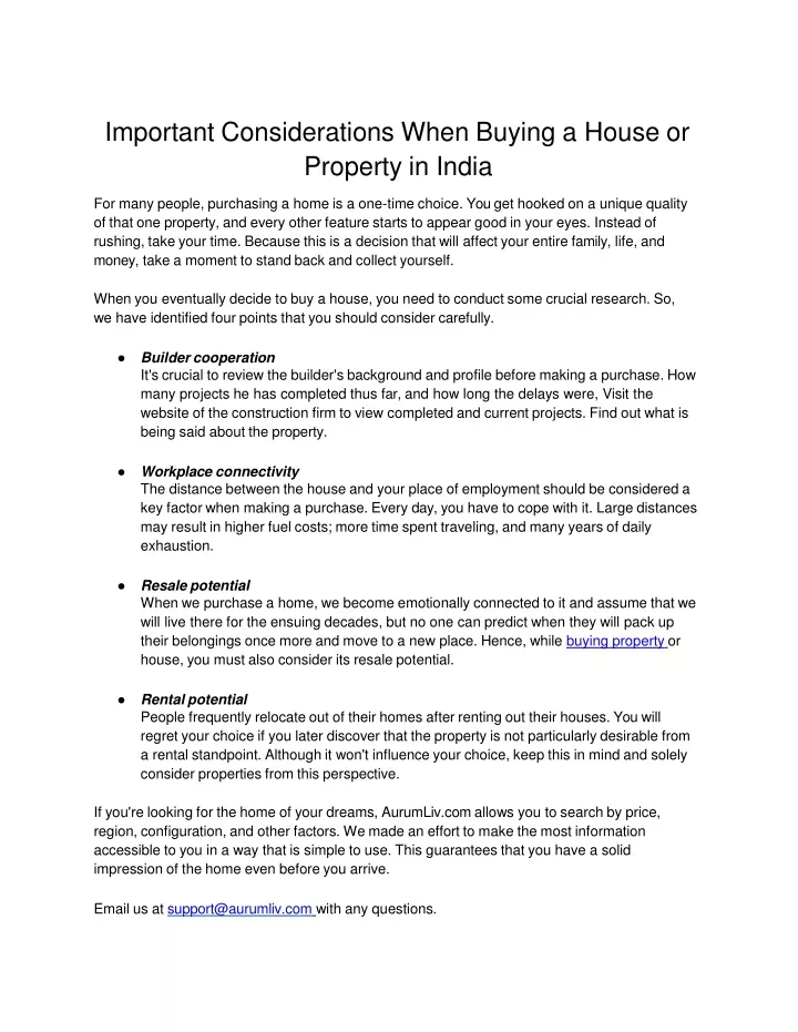 important considerations when buying a house
