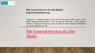 File General Services In Abu Dhabi  Expertstranslation.com