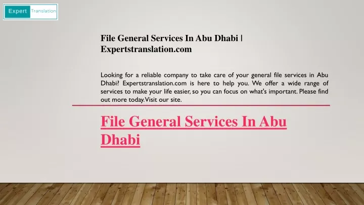 file general services in abu dhabi