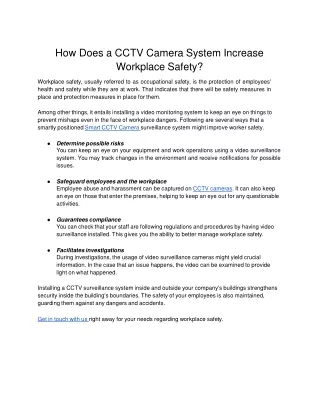 How Does a CCTV Camera System Increase Workplace Safety?