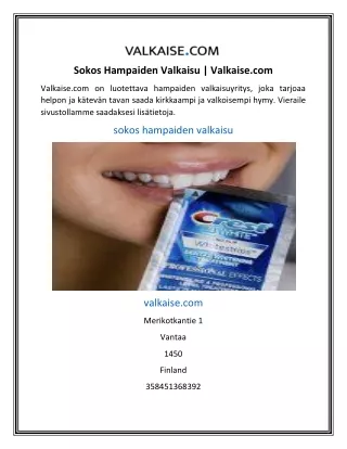 Sokos Hampaiden Valkaisu | Valkaise.com