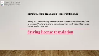 Driving License Translation  Elitetranslation.ae