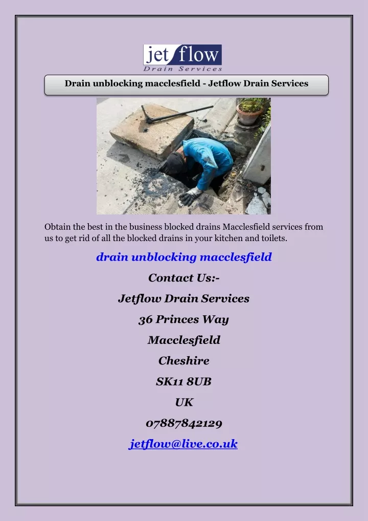 drain unblocking macclesfield jetflow drain