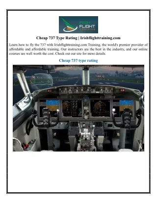 Cheap 737 Type Rating  Irishflighttraining