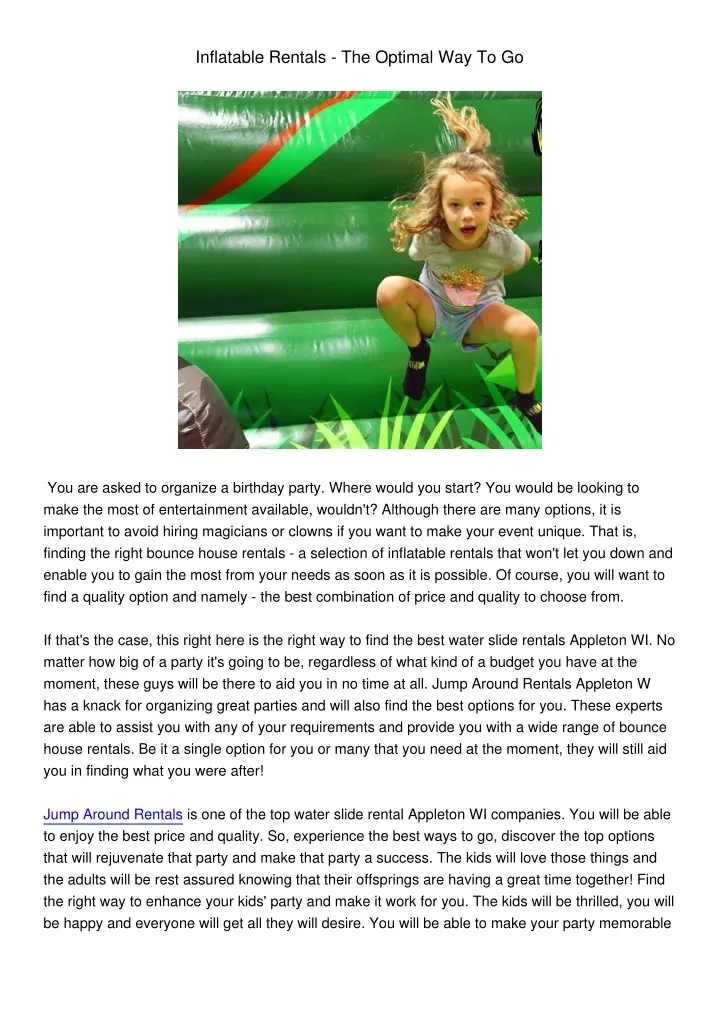inflatable rentals the optimal way to go