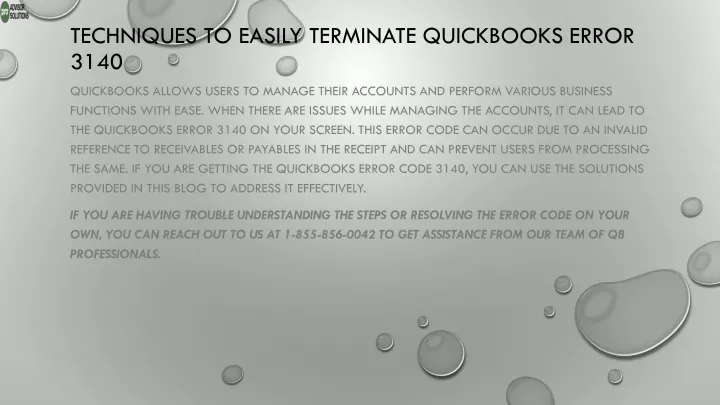 techniques to easily terminate quickbooks error 3140