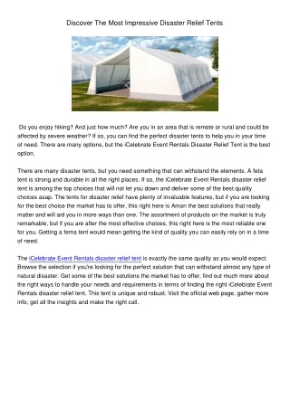 discover the most impressive disaster relief tents