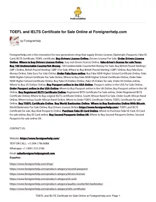 Buy TOEFL and IELTS Certificate Online at https://www.foreignerhelp.com/