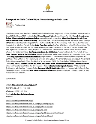 Passport For Sale online https://www.foreignerhelp.com/