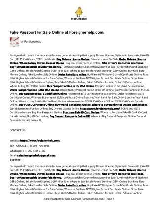 Fake Passport for sale online at https://www.foreignerhelp.com/
