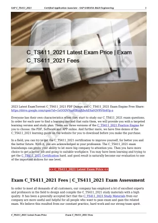 C_TS411_2021 Latest Exam Price | Exam C_TS411_2021 Fees