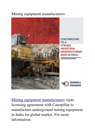 Mining equipment manufacturers