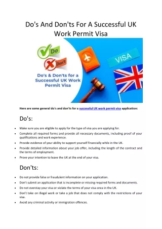 do s and don ts for a successful uk work permit