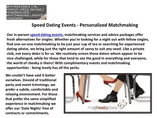 speed dating events personalized matchmaking