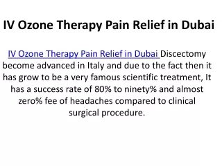 IV Ozone Therapy Pain Relief in Dubai