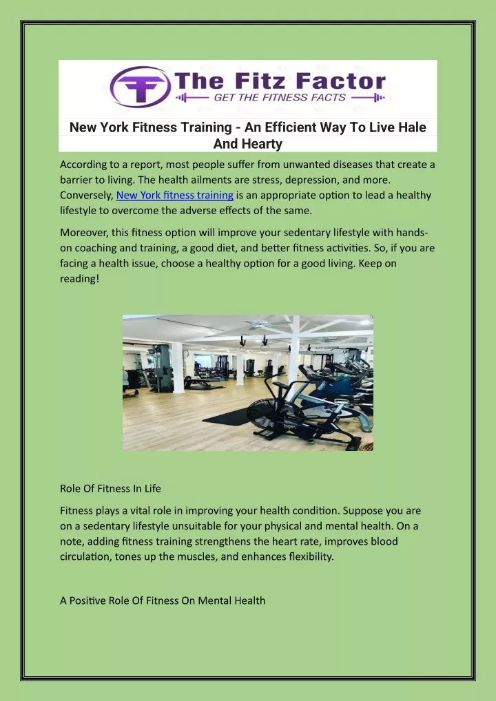 new york fitness training an efficient