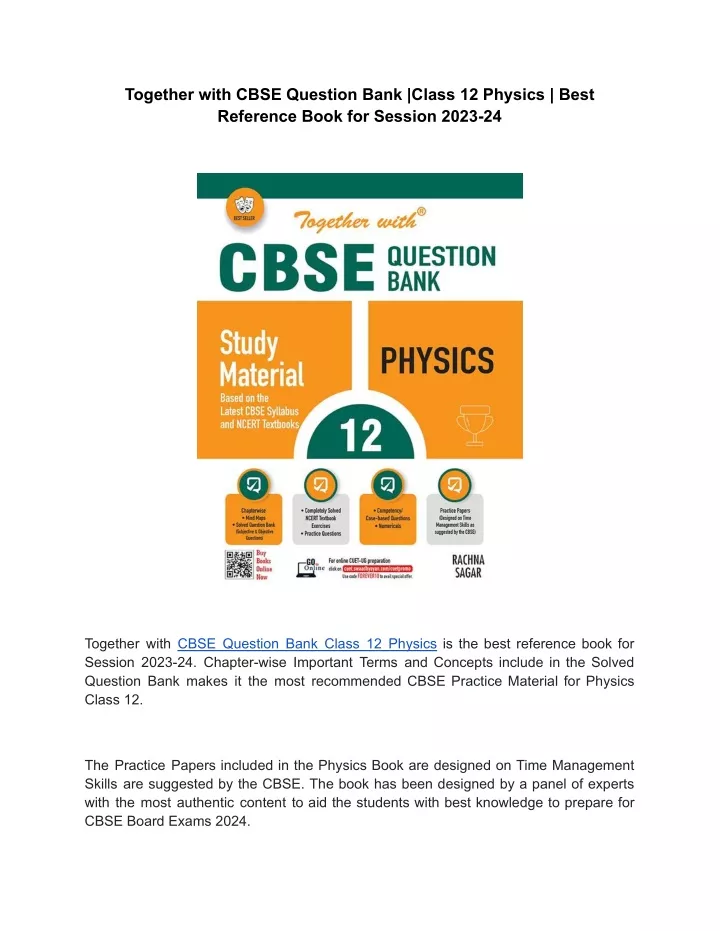 together with cbse question bank class 12 physics