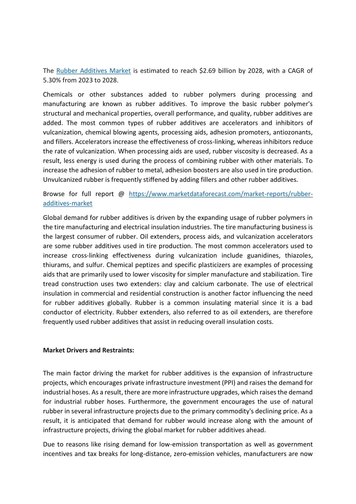 the rubber additives market is estimated to reach