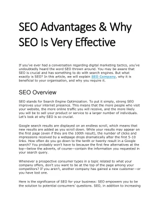 SEO Advantages & Why SEO Is Very Effective