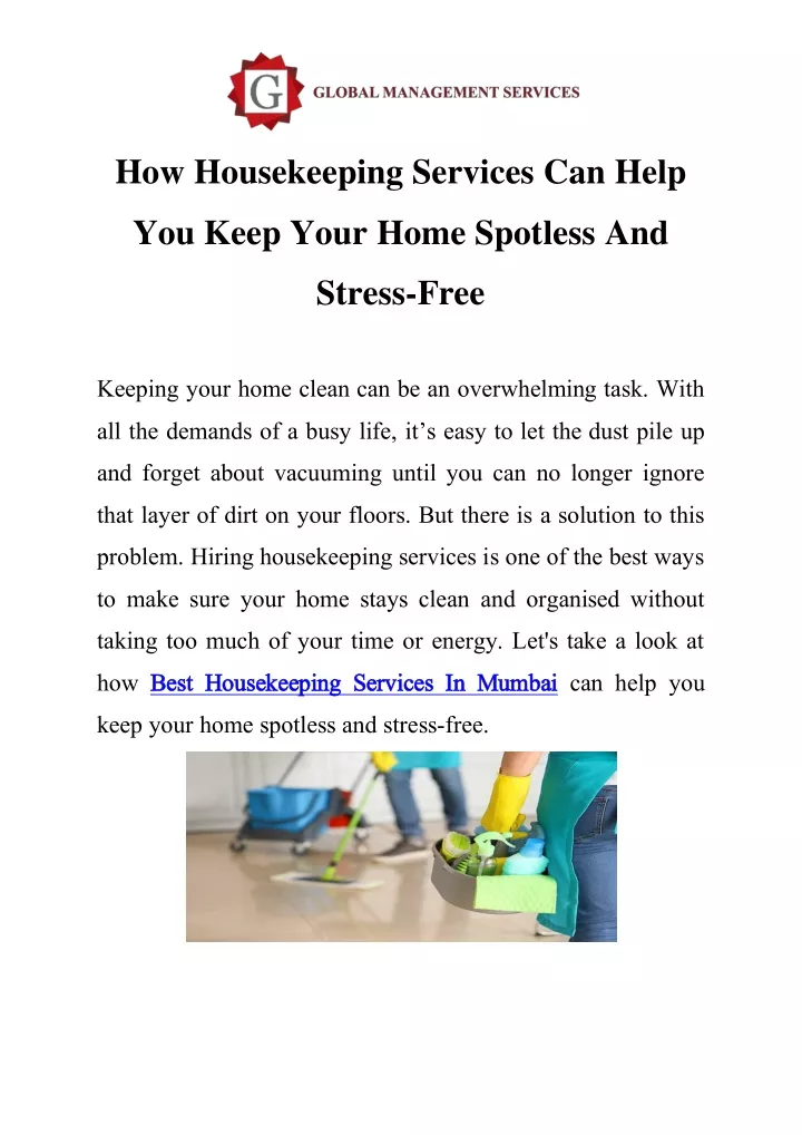 how housekeeping services can help