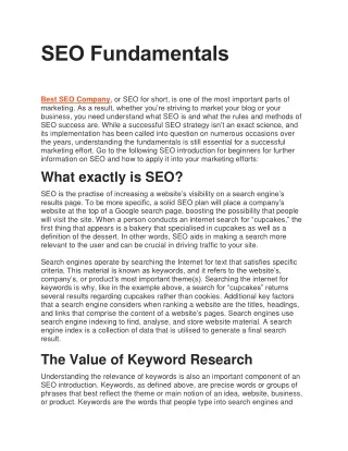 SEO Fundamentals