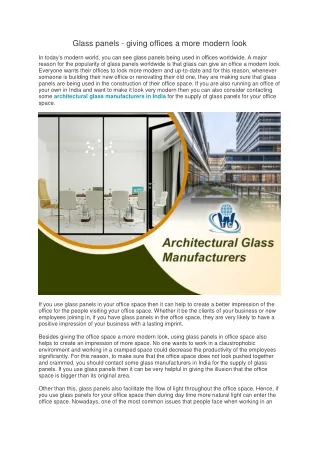 Glass panels - giving offices a more modern look