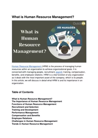 what is human resource management