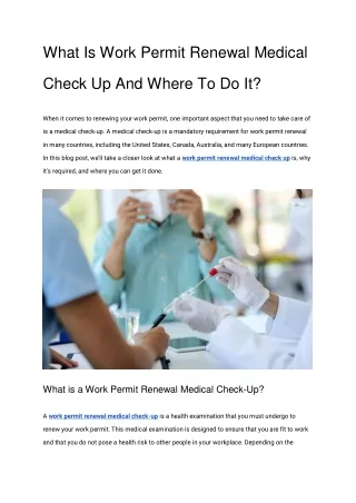 What Is Work Permit Renewal Medical Check Up And Where To Do It